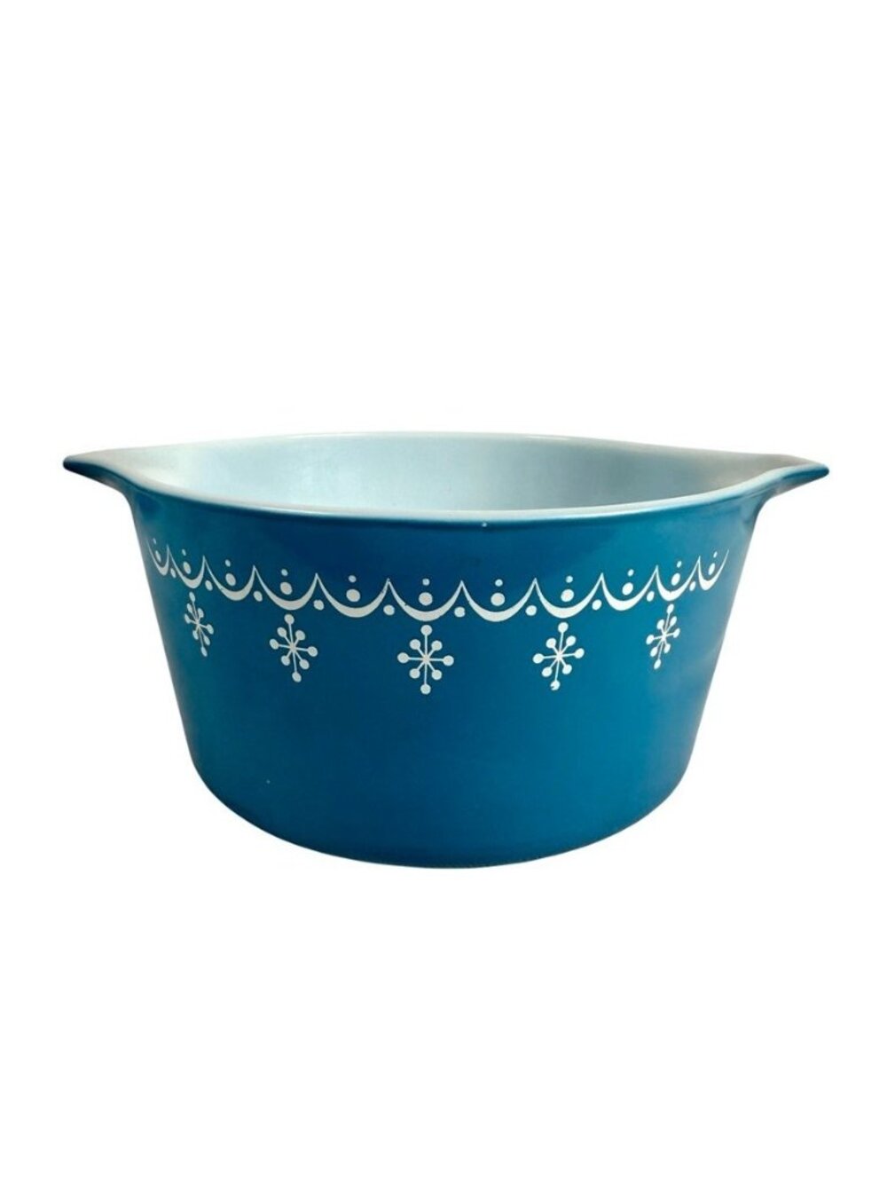 Vintage Pyrex Snowflake Garland Blue Casserole Dish 1 Quart #473 No Lid